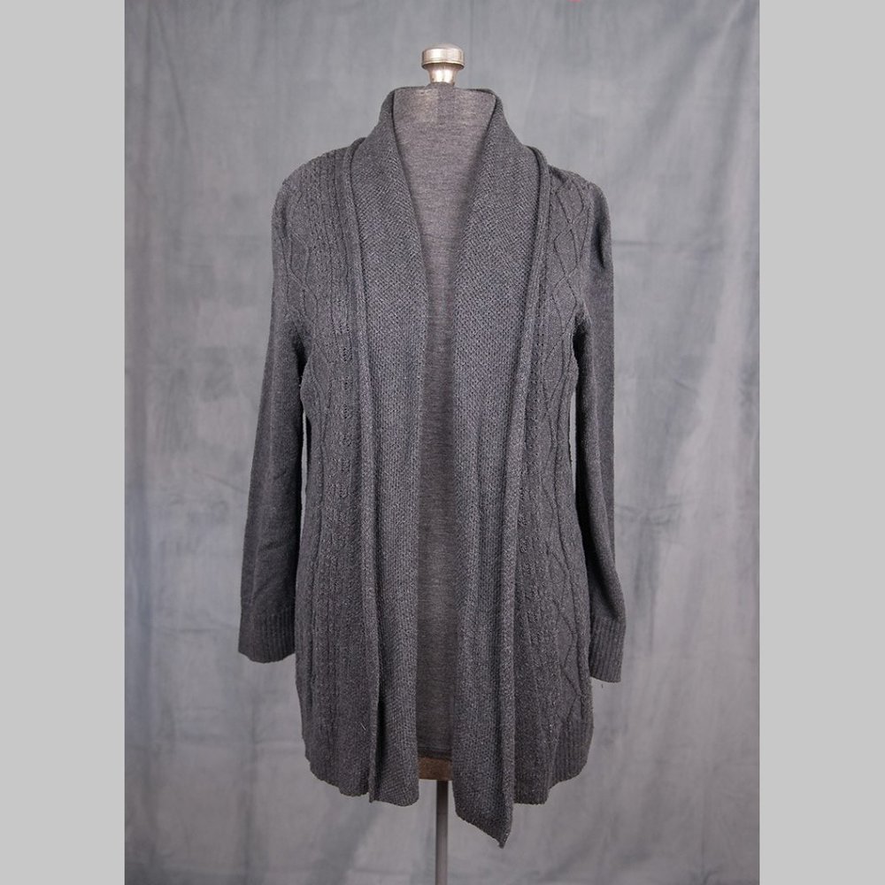 Eddie Bauer Grey Cabled Cardigan, Size 2X